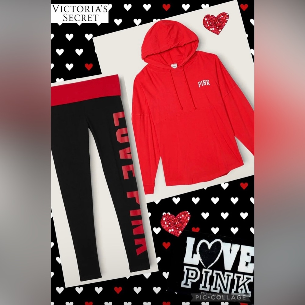 Victoria's Secret Pink Oversized Hooded Tee
Varsity & Leggings Outfit Large VS